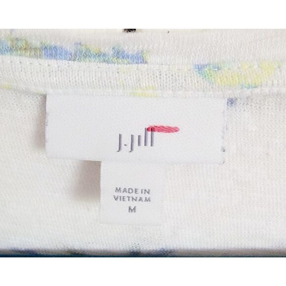 J. Jill M Sweater Knit Top Womens Linen Beachy Tropical‎ White Handkerch Slv - Picture 6 of 9